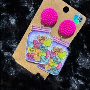 Colorful Heart Candy Jar Earrings